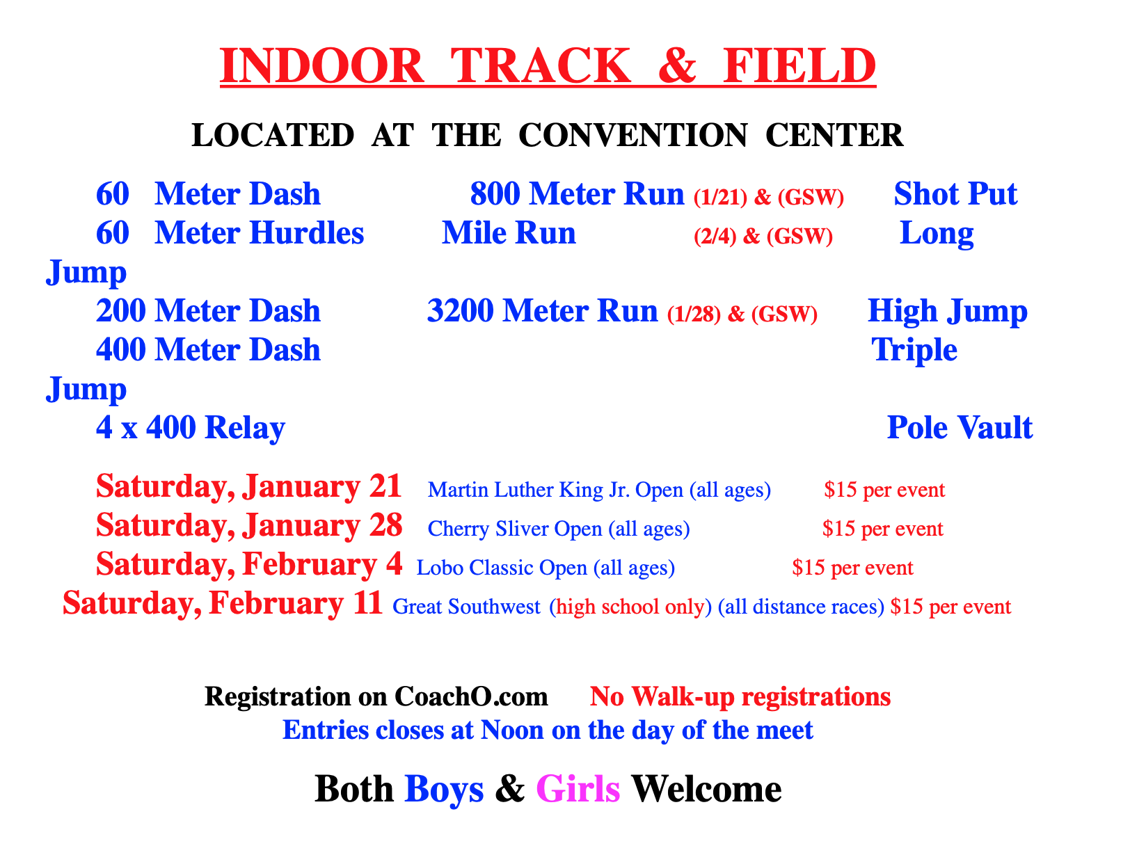 2023 High School Indoor Track Meets