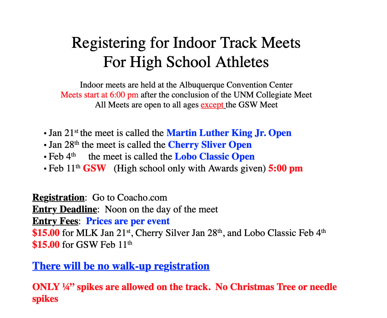 2023 High School Indoor Track Meets